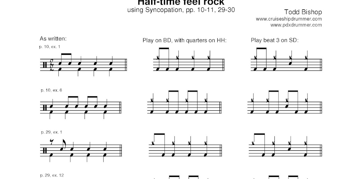 PDXdrummer Halftime feel rock using Syncopation